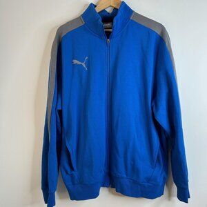 Puma Track Jacket Mens XL Blue Gray Alpha P48 Full Zip Pockets Logo 587021-08